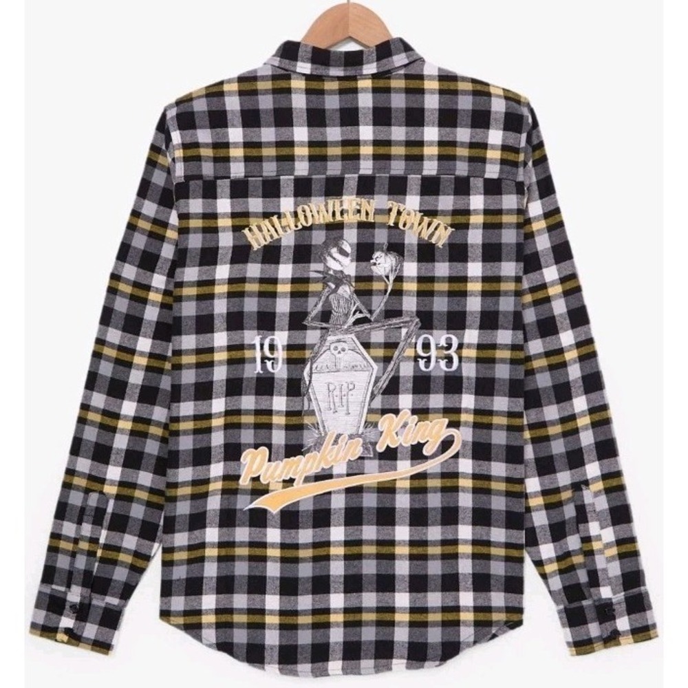 Disney The Nightmare Before Christmas JACK Halloween Town Embroidered Flannel LG